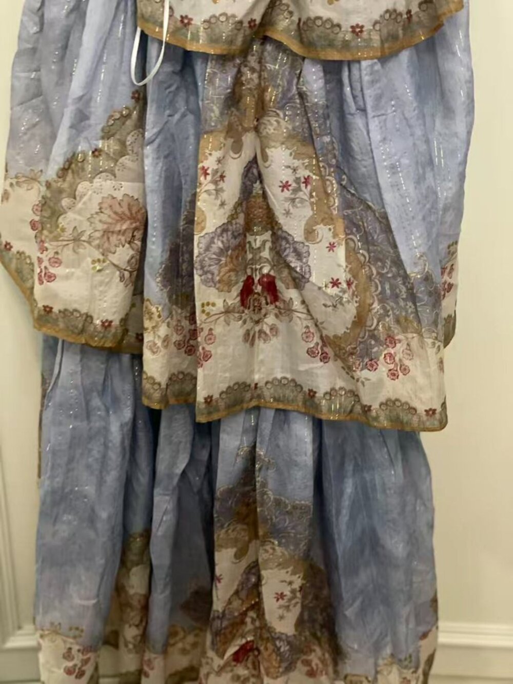 Zimmermann Tiered Linen Blend Maxi Dress Floral Lace Up Back Size 0 - Picture 7 of 11